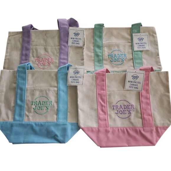 Lot Of 4 Trader Joe's  Mini Canvas Tote Bags 2025 Limited Edition, New - Picture 1 of 6